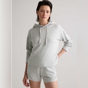 Quince SuperSoft Fleece Pullover Hoodie in Heather Gray, Size Small